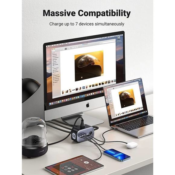 UGREEN 100W USB C Charging Station,USB C, Desktop  3 AC, 3 USB C and 1 USB A - Picture 4 of 8